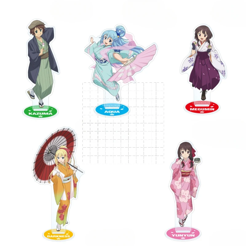 

Game Satou Kazuma Aqua Megumin Dukunesu Darkness Yunyun Acrylic Stand Doll Anime Figure Model Plate Cosplay Toy Gift