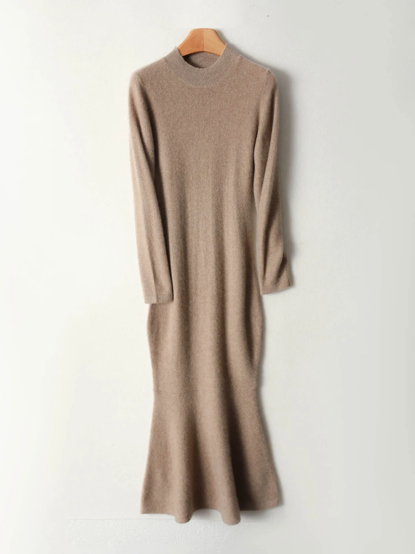 100% Merinowol Dames Lange Ronde Hals Trui Jurk Herfst Winter Casual Mode Zachte Kasjmier Gebreide Jurk