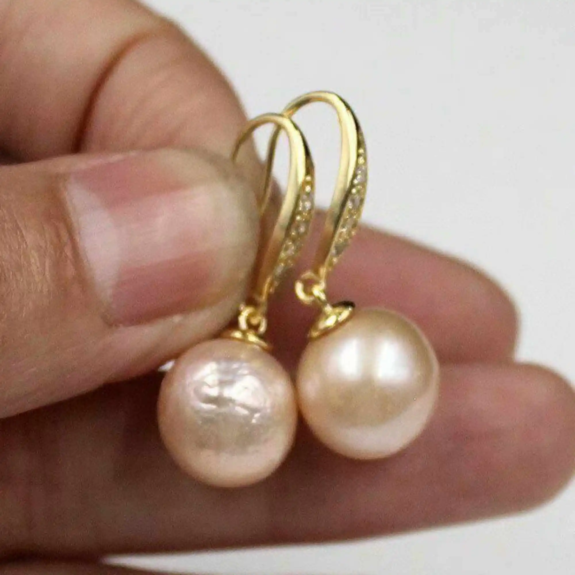 Wonderful 11-12 mm pink southsea shape pearls 18k gold earrings Jewelry CARNIVAL Christmas Lucky Freshwater Beautiful Classic