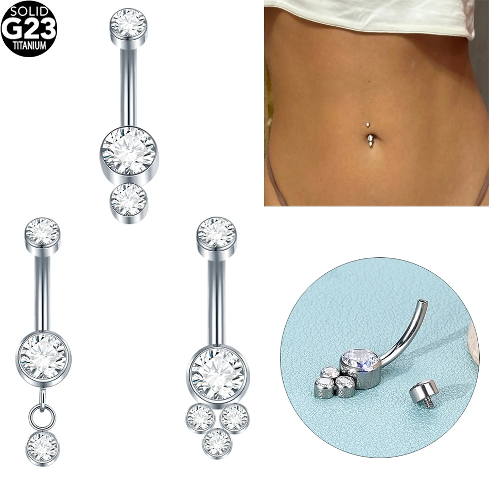 1Pc G23 Titanium Curved Navel barbell Piercing Internally Threaded Belly Button Ring Body Piercing Jewelry Women Accessories