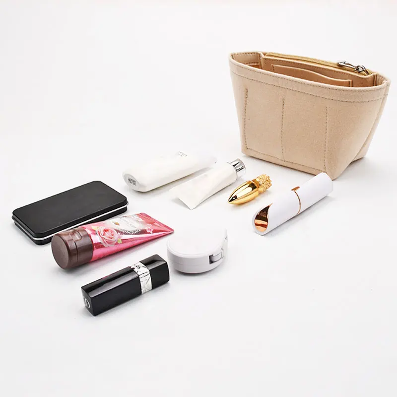 TINBERON Bag Organizer Insert Felt Cloth Cosmetic Bag Fits For Straw Bag Mini Exclusive Bag Liner Multifunctional Storage Bags