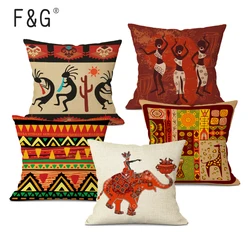 Fodere per cuscini con stampa geometrica in stile africano Lino etnico Federa per cuscino con elefante Divano Seggiolino auto Decorativo per la casa personalizzato