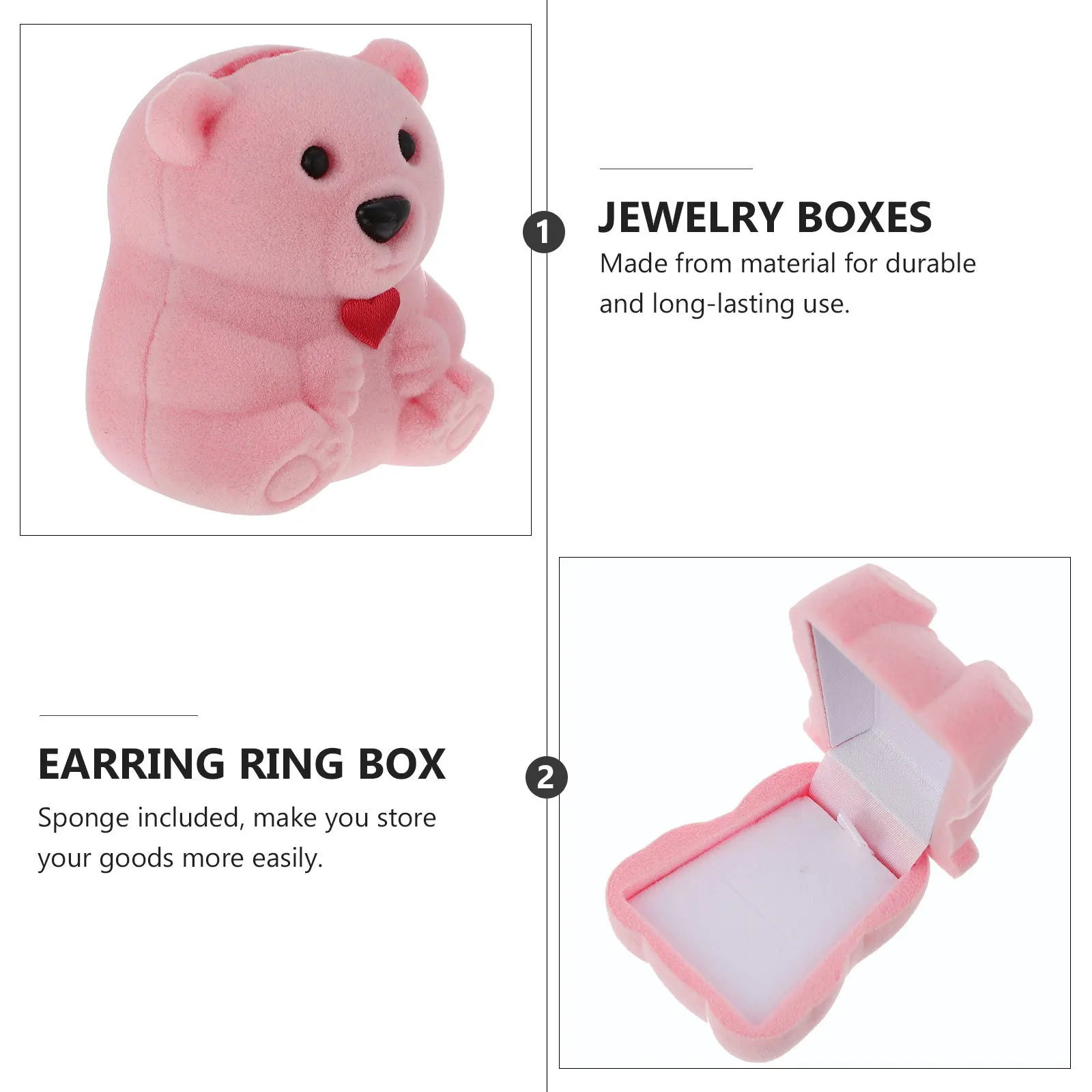 

1Pcs Bear Shape Ring Box Durable Creative Jewelry Storage Case for Engagement Wedding Valentine's Day Gift Bear Ring Box