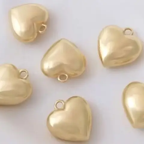 

14K gold retaining color solid bright heart Pendant fashion love pendant DIY hand string necklace jewelry hanging