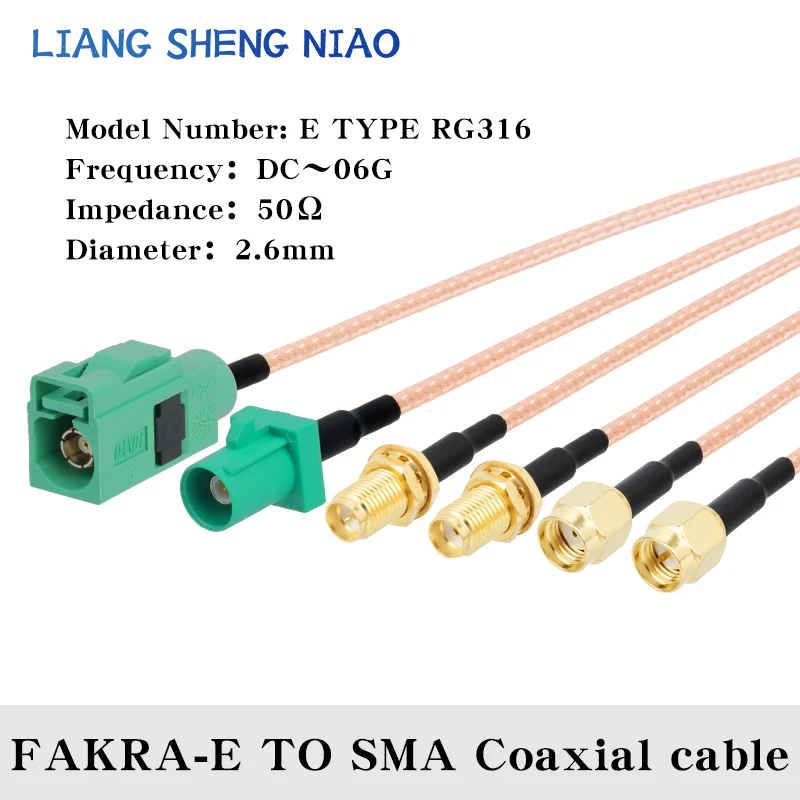 

RG316 Coax Cable line FAKRA E TYPE TO SMA Male Female Coaxial cable Connector RF Crimp for Cable GPS Antenna 6G FAKRA E TYPE