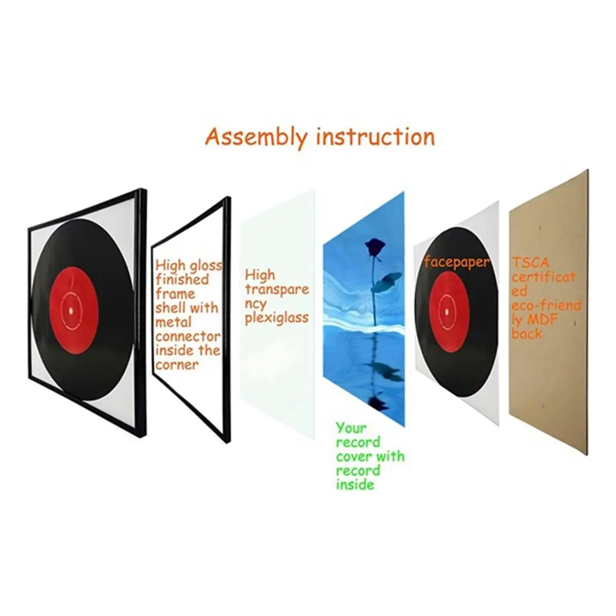 

Фоторамка для музыкальных виниловых пластинок REST Black, 2 шт., для демонстрации обложек виниловых LP 12x12 дюймов, включает крючок для подвешивания