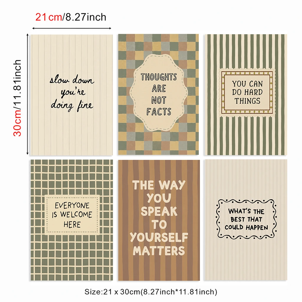 Set of 6 Positive Quote Thoughts Facts Welcome Hard Things Encouragement Classroom Theme Modern Decorative Canvas Poster Wall