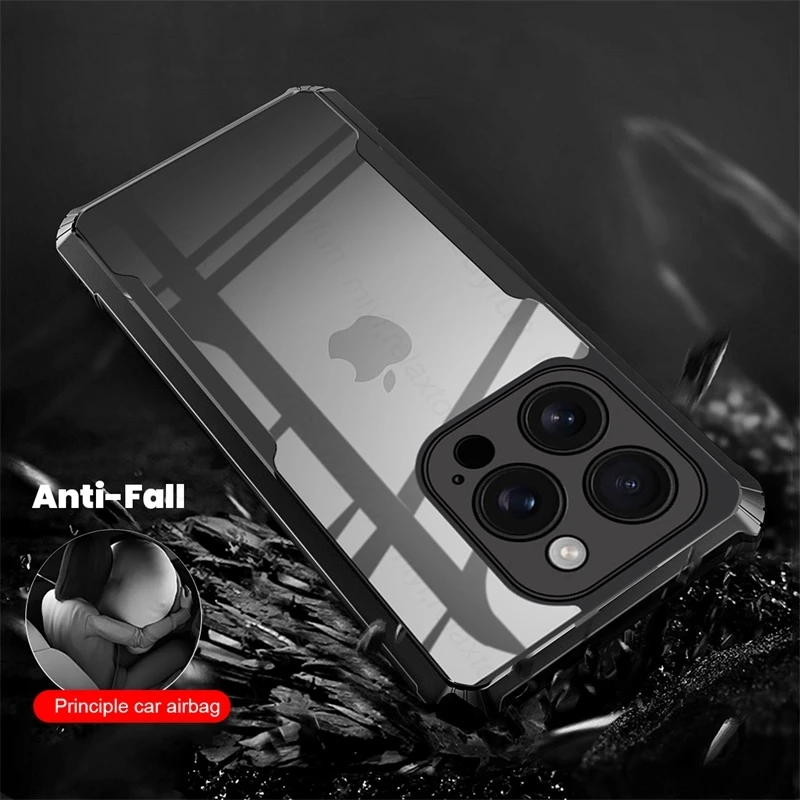 Coque antichoc en acrylique transparent HD pour iPhone, compatible avec les modèles 16 Pro Max Pro Max Plus