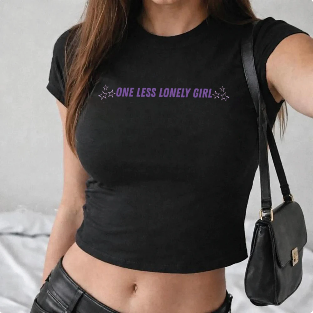 One Less Lonely Girl Crop Top Y2k 90s Style Concert Cropped Shirt Summer Fashion Casual Shirt Women Fitted Crop Tops Fans Gift view 4