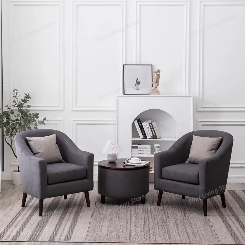 

Nordic Simplicity Cafe Chairs Modern Leisure Fabric Lazy Sofa Balcony Cafe Chairs Garden Milk Tea Cafe Furniture