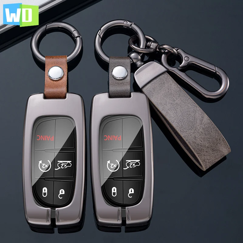 

Metal Leather Car Key Cover Case Fob For Jeep Renegade Compass Grand Cherokee For Chrysler 300C Wrangler Dodge Car Accessaries