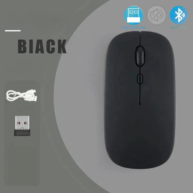 Wireless Bluetooth 5.0 Mouse For Tablet Laptop Computer Mini Ultra Thin Wireless Mice Rechargeab 2.4GHz Mute Button