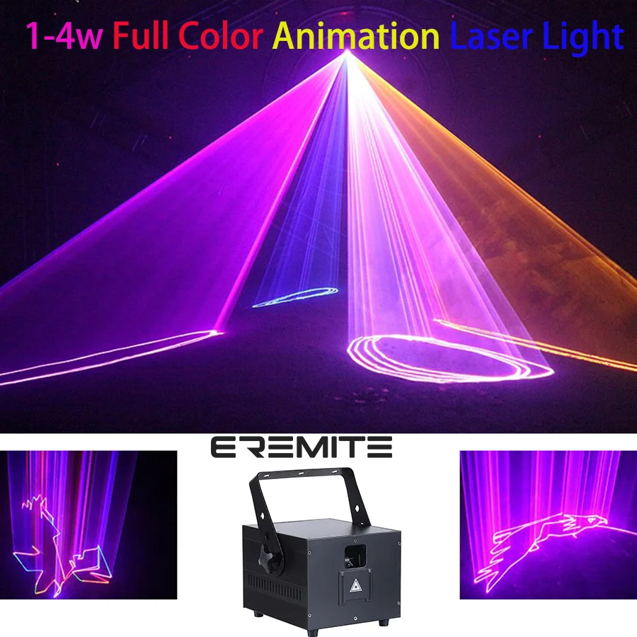

Eremite Laser Light 1-4W RGB Full Color Animation Dmx Stage Light Beam DJ Disco Stage Effect Dance Led Wash Party Bar Club