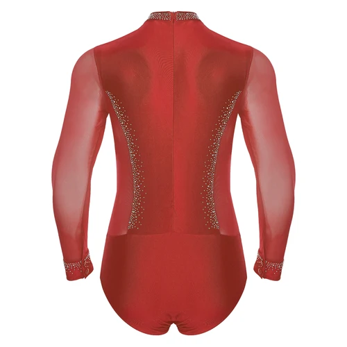 Imagen 2 del producto Camisas de baile latino para hombre, nuevo leotardo de baile de Ballet de manga larga con cuello simulado, traje de gimnasia para salón de baile, Tango, Rumba