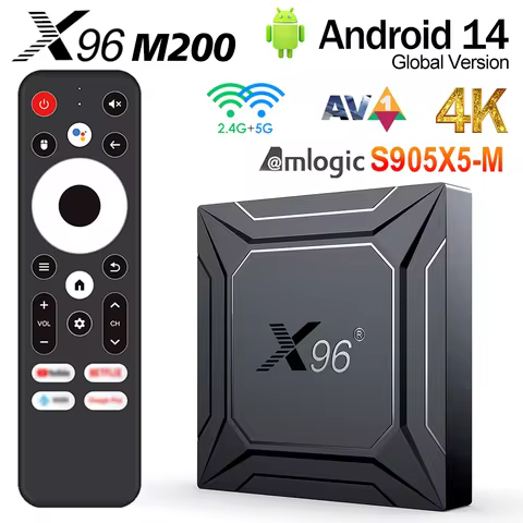 X96 M200 Android Smart TV Box 4G 32G 64G 1000M 2.4G &amp; 5G Dual Wifi Android14 4K HD Set Top Box Google Voice Assistant Remote