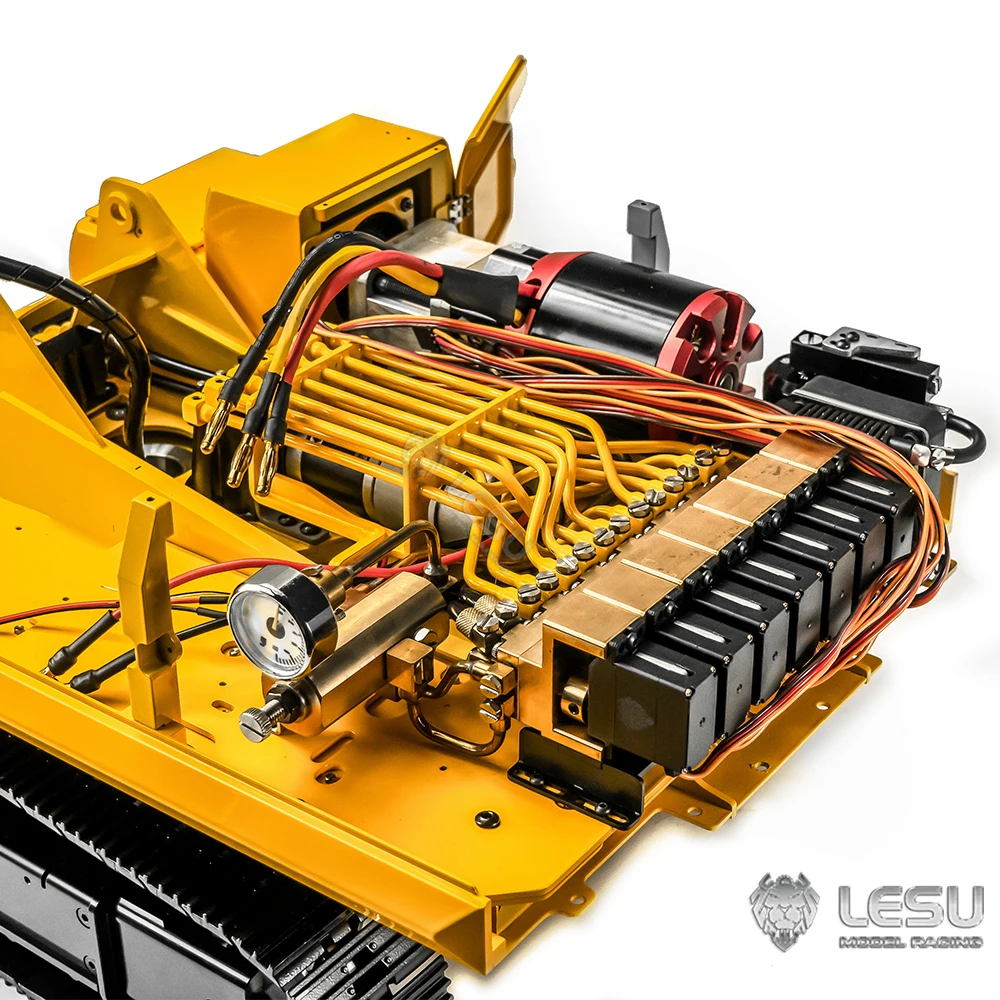 Toys 1/14 Metal LESU Hydraulic RC Excavator AC360 PC360 Electric Digger Black Tracks Assembled Toys Protective Fence TH22764