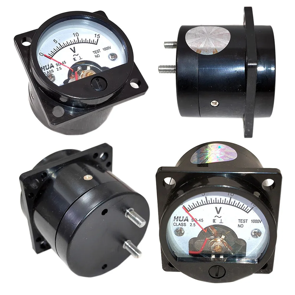 

SO-45 Analog Voltmeter 1V 2V 3V 5V 10V 15V 20V 30V 50V 75V 100V 150V 200V 300V 500V 600V 800V Voltage Panel Meter