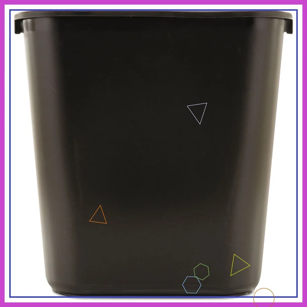 

7-Gallon Black Plastic Trash Can for Bedroom Bathroom Office, Fits Under Desk Sink Cabinet