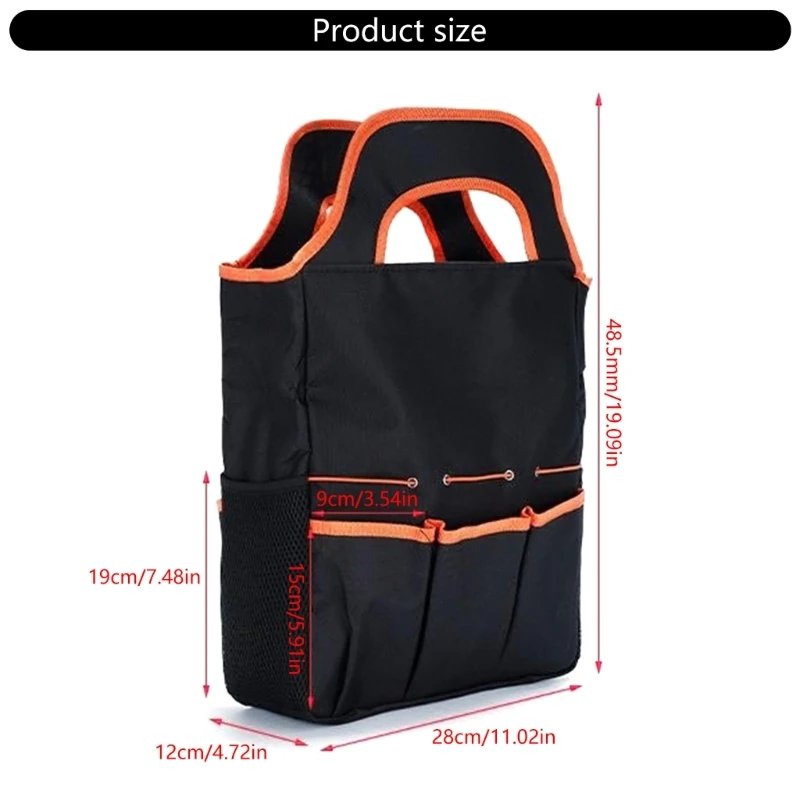 Bolsa herramientas jardinería con almacenamiento espacioso, portaherramientas con múltiples bolsillos para herramientas y