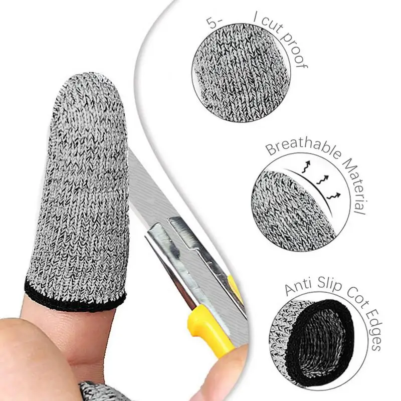 Anti Cut Finger Sleeve Breathable Thumb Finger Protection Cots 5-Grade Cut Protection 2X Fingertip Guards For Kitchen Food