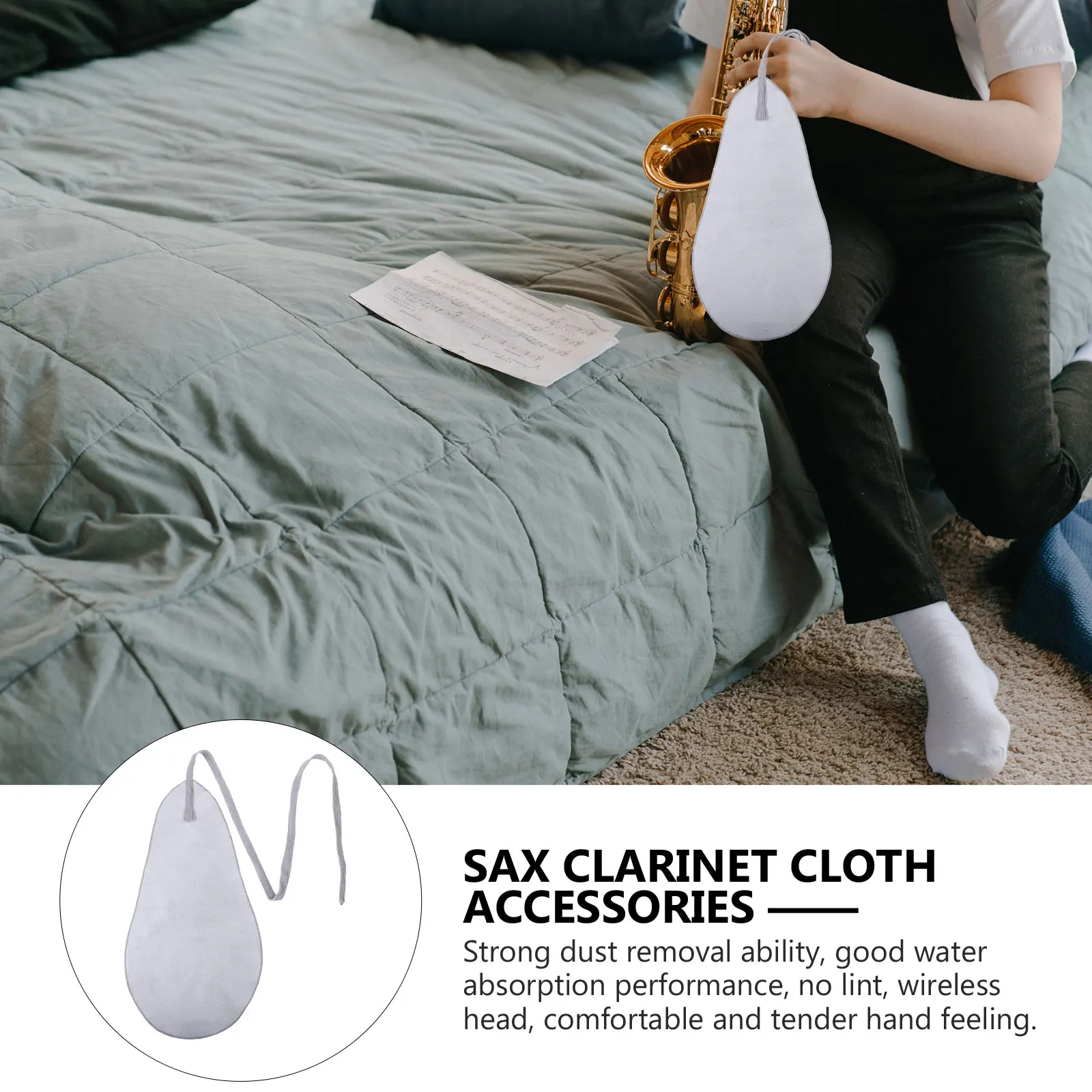 

2Pcs Saxophone Cleaning Cloth Soft Durable Reusable Wiping Cloth for Clarinet Flute Musical Instrument Cleaning Supplies