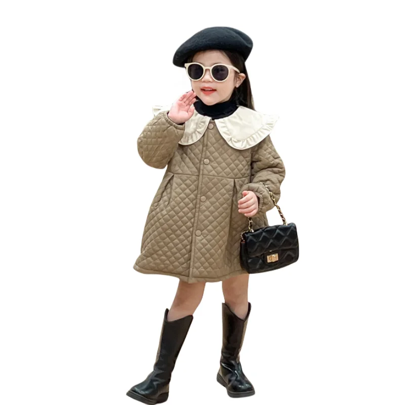 Girls Coat Jacket Winter Cotton Windbreak 2023 Lapel Warm Thicken Teenagers Plus Size Children\'s Clothing