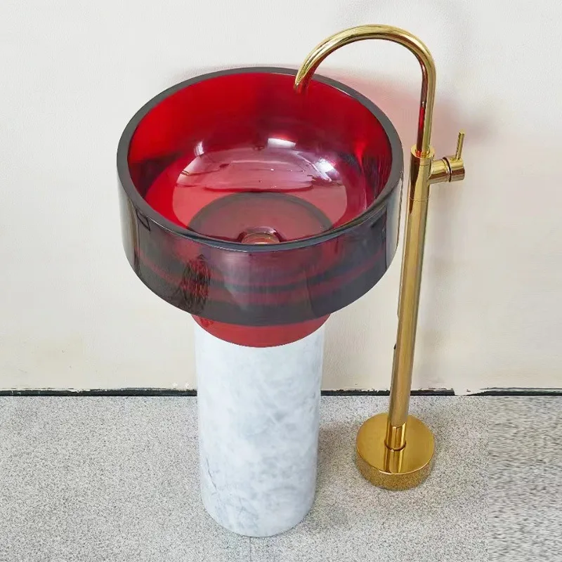 Foshan Manufacturer Transparent Resin Crystal Column Basin Wholesale Washbasin Floor-to-ceiling Washbasin Personalized Washbasin