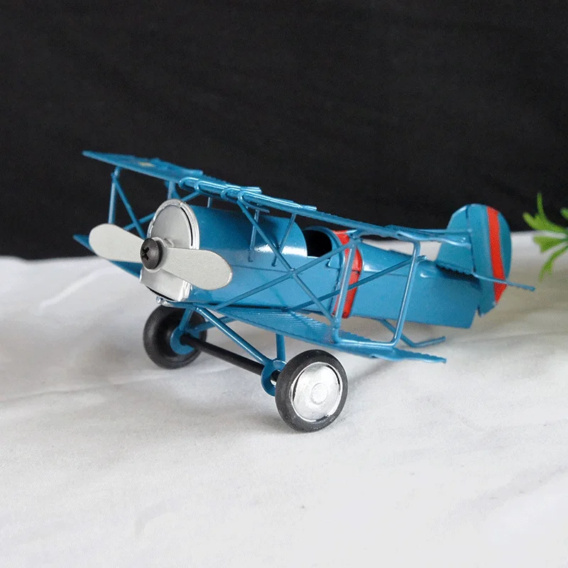 Metal Handmade,Iron Retro,Nostalgia,Biplane Fighter Model,Home Decoration,Window and Study Room Ornament