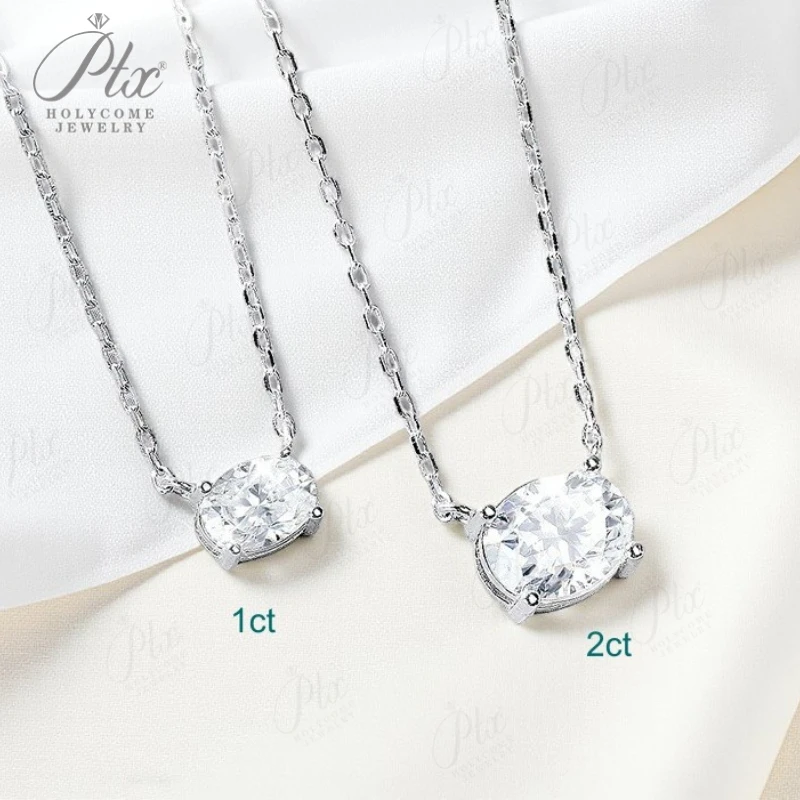 قلادة بيضاوية الشكل من الفضة الإسترليني عيار 925 2CT/3CT VVS1 مويسانيتي رائعة للنساء حصريًا مناسبة كهدية للذكرى السنوية #5