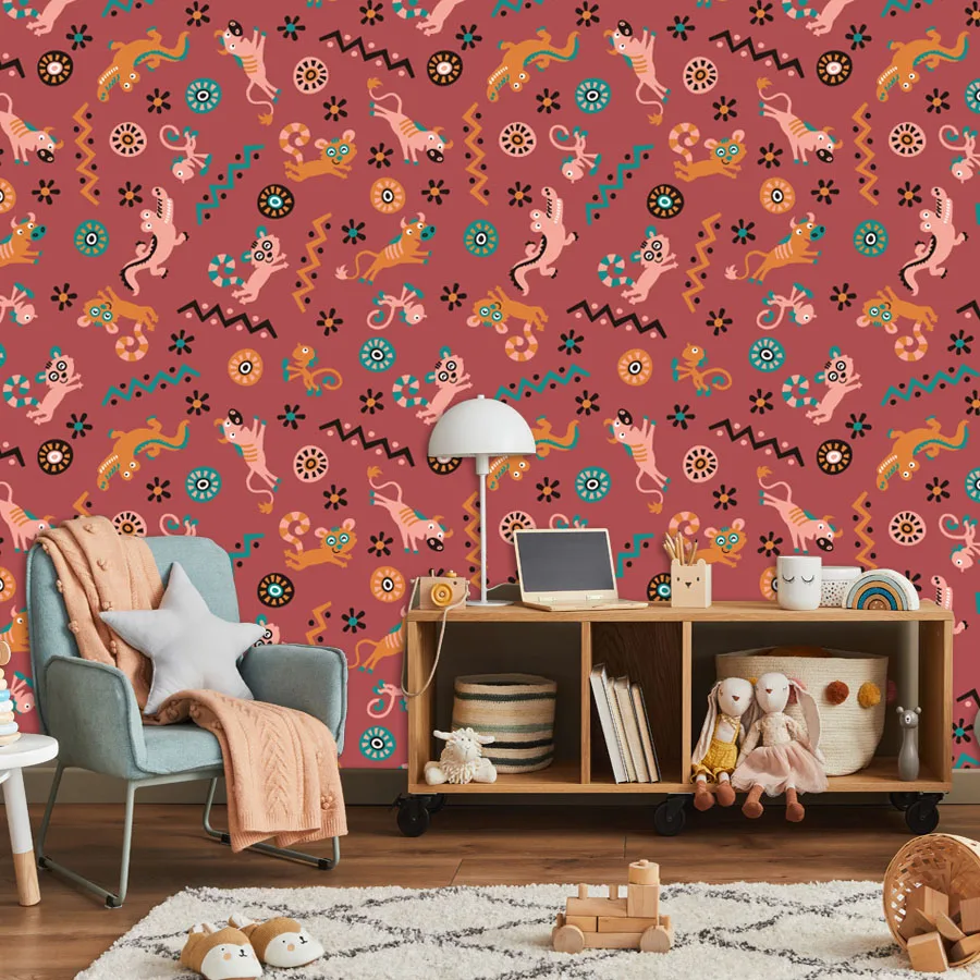 

Cartoon Easy to Apply Peel and Stick Wall Papers Home Decor for Living Room Kids Baby Animal Furniture Renovation Covering Mural