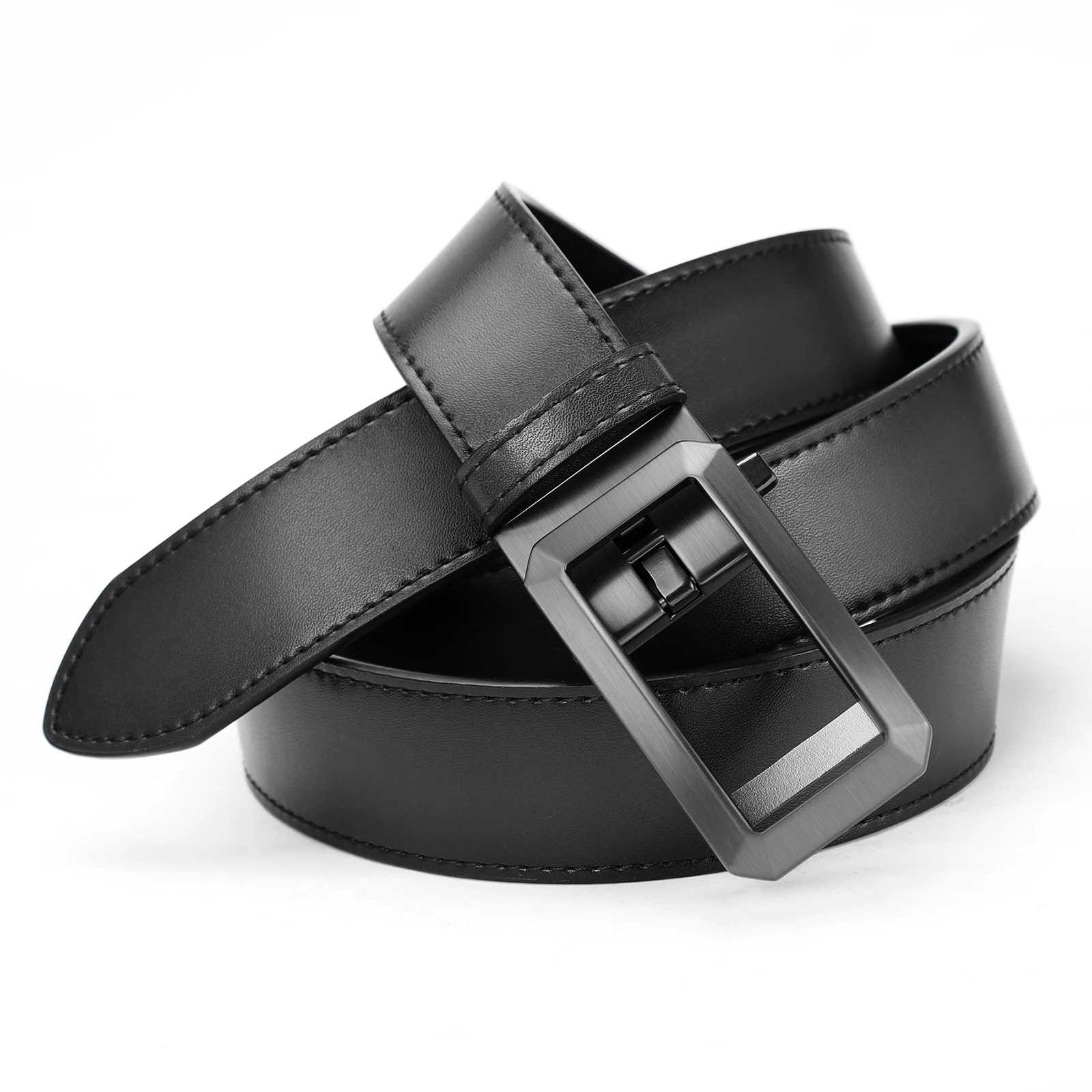Men's Genuine Leather Belt, Vintage Distressed Style, Automatic Buckle Design, Suitable for Business Commuting / Daily Wear