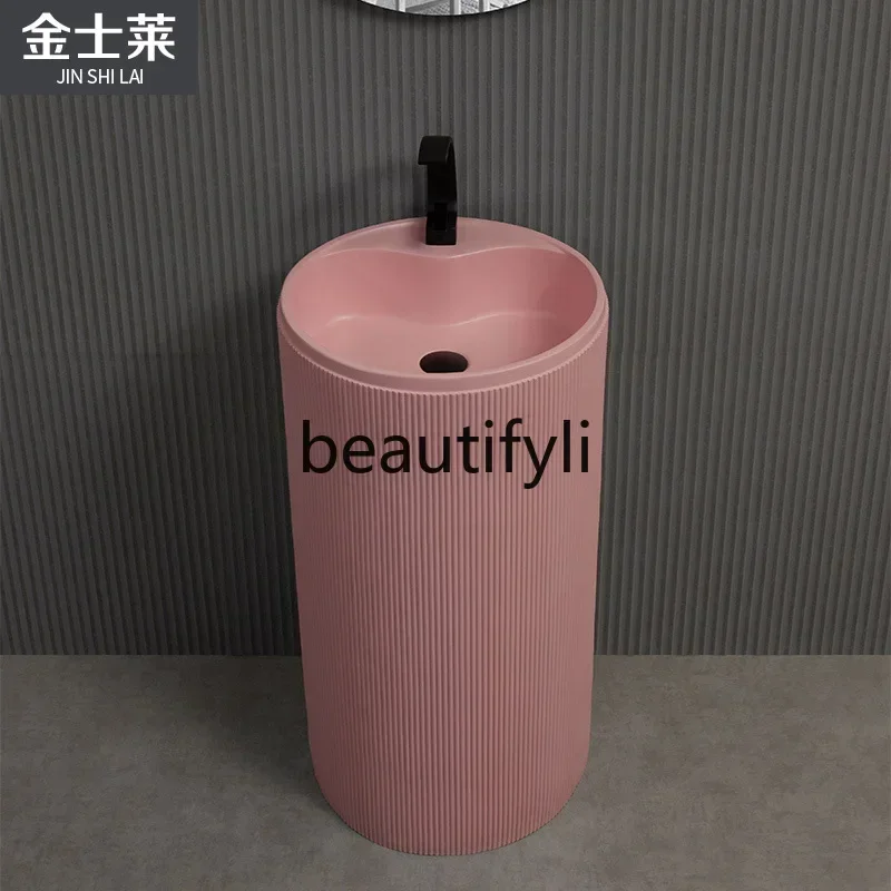 Nordic pink column basin wash basin wash face floor vertical wash toilet