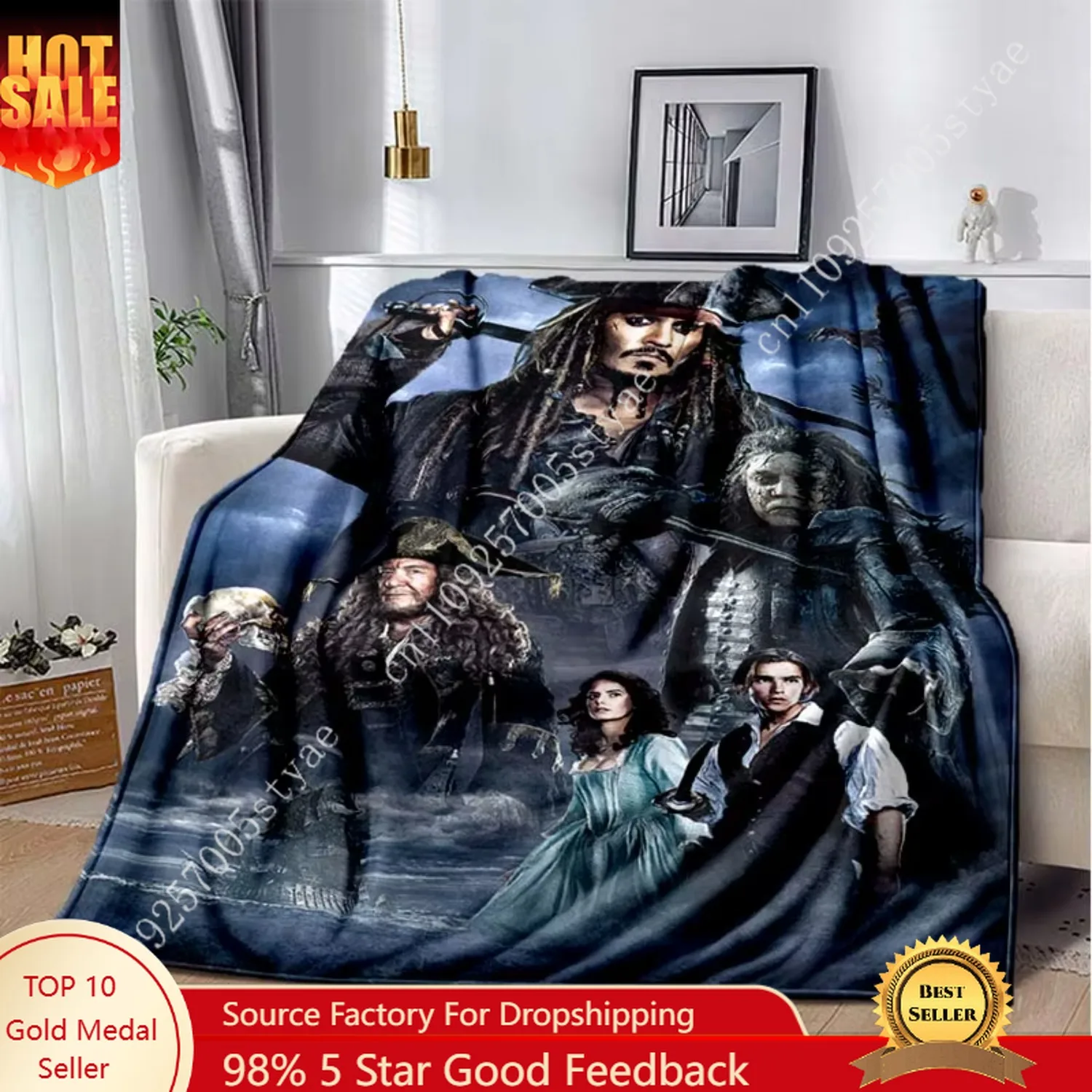 

Disney Pirates of the Caribbean Blanket Flannel Breathable Warm Throw Blankets for Bedding Travel Bedroom Soft Throws Home