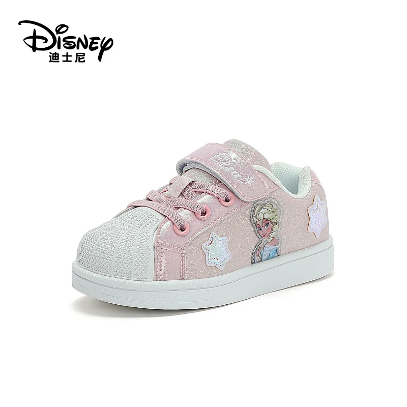 Disney Children\'s Casual Shoes Shell Toe Spring Girls Soft Sole Breathable Fashion Frozen Princess Elsa Pink Blue Shoes Size 35