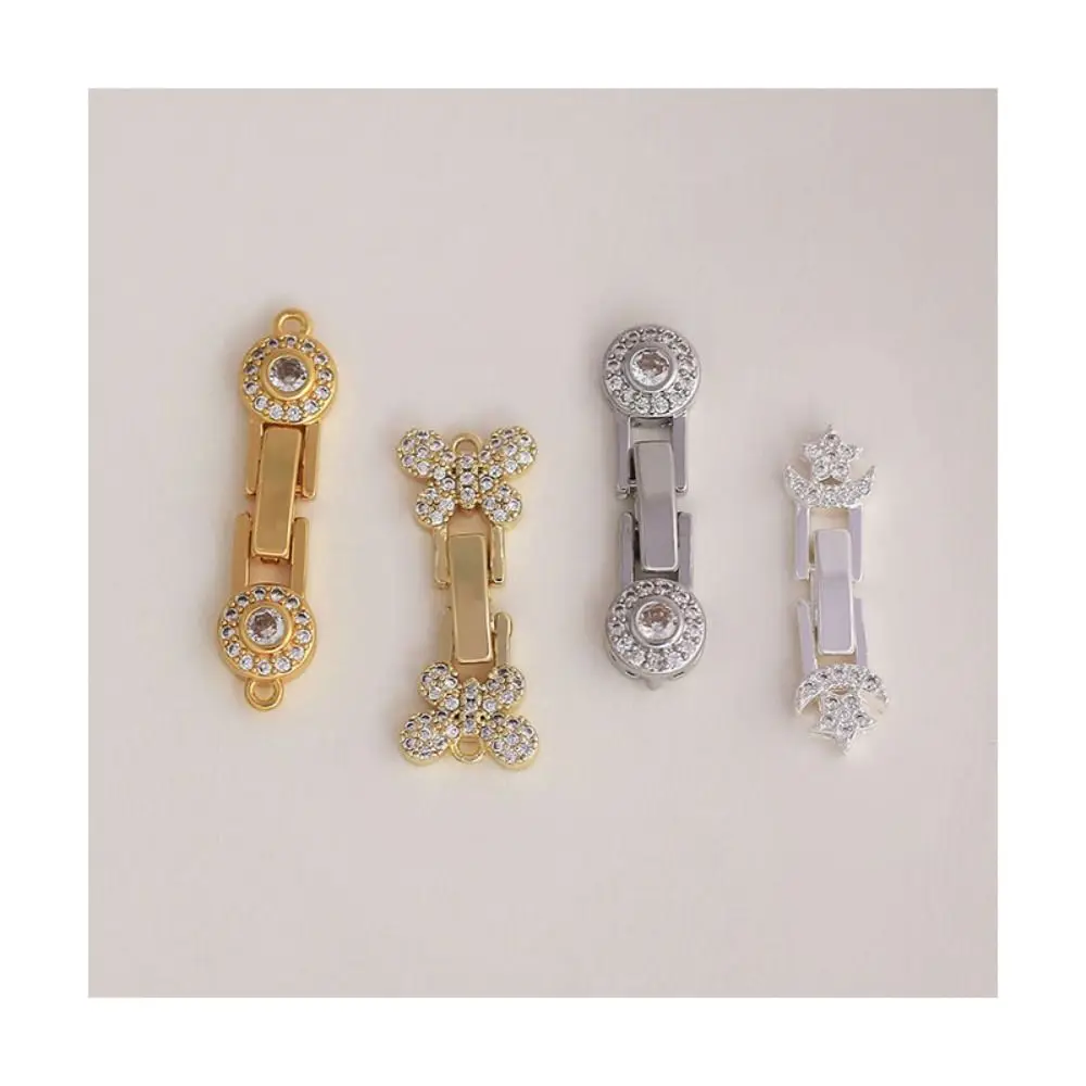 4PCS Brass Material Bracelet Clasps Inlaid Zircon Lobster Claw Lock Jewelry Fasteners Pearl Accent Pearl Clasps