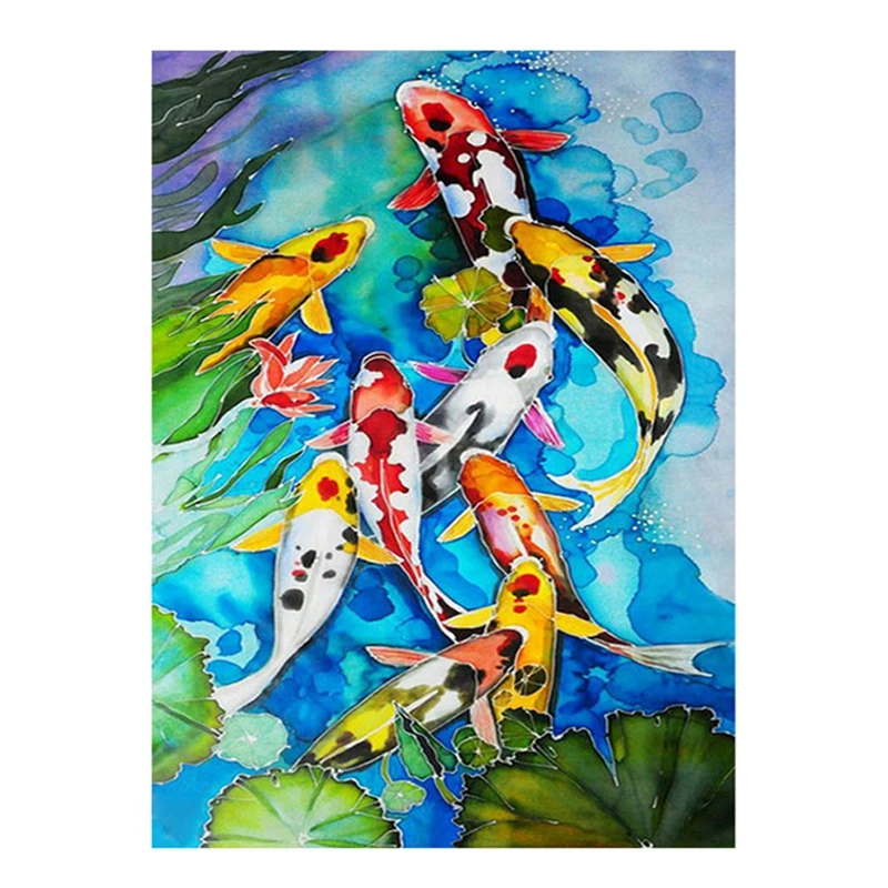 Diamond Painting Kit DIY Diamond Embroidery Rhinestone Home Decoration Nine Fish