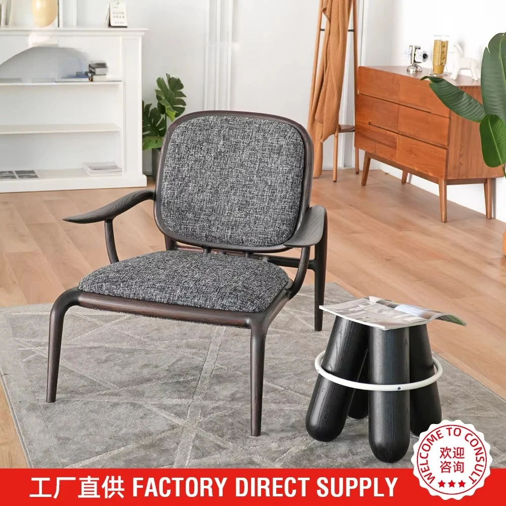 Factory Wholesale Nordic Solid Wood Cord Paper String Leisure Chair Living Room Single Sofa in Stock Wooden Frame Sofa
