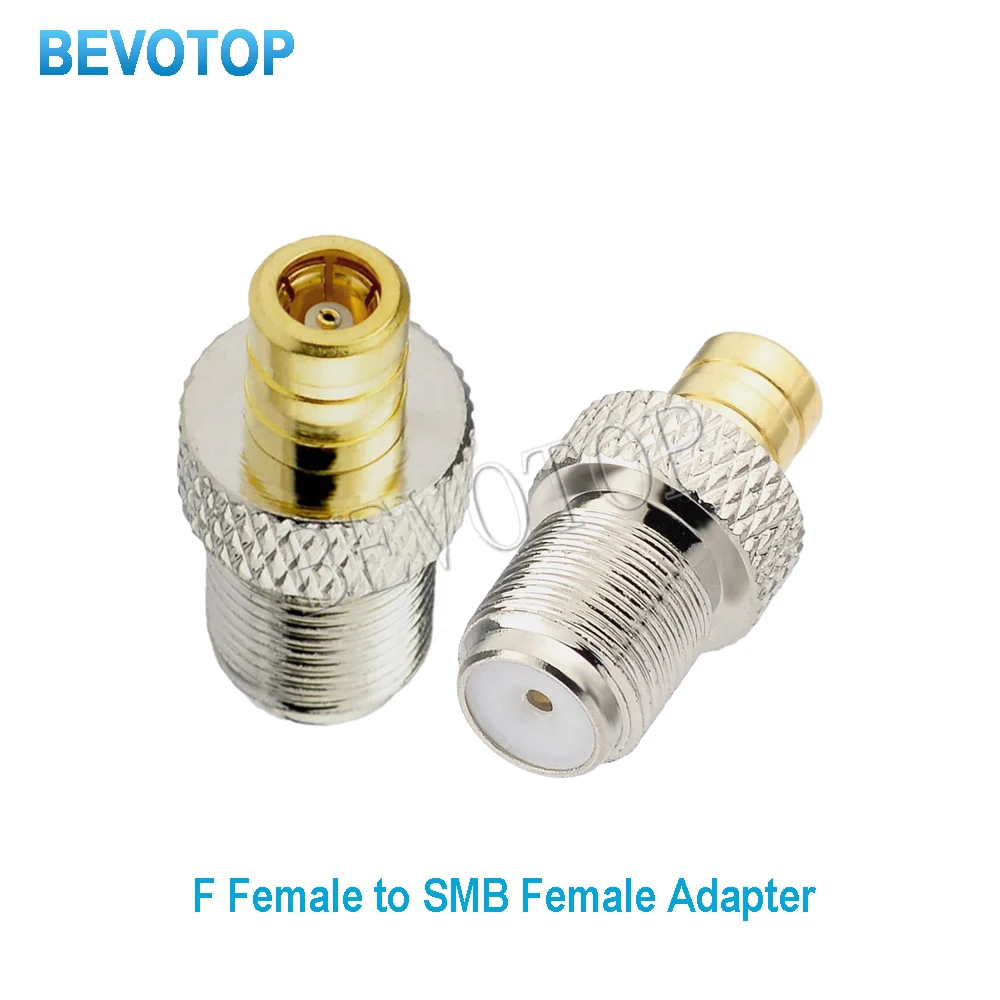 2Pcs F to SMB Connector Socket F Female to SMB Male RF Adapters Gold & Nickel Plated Brass Straight TV Coaxial Adap