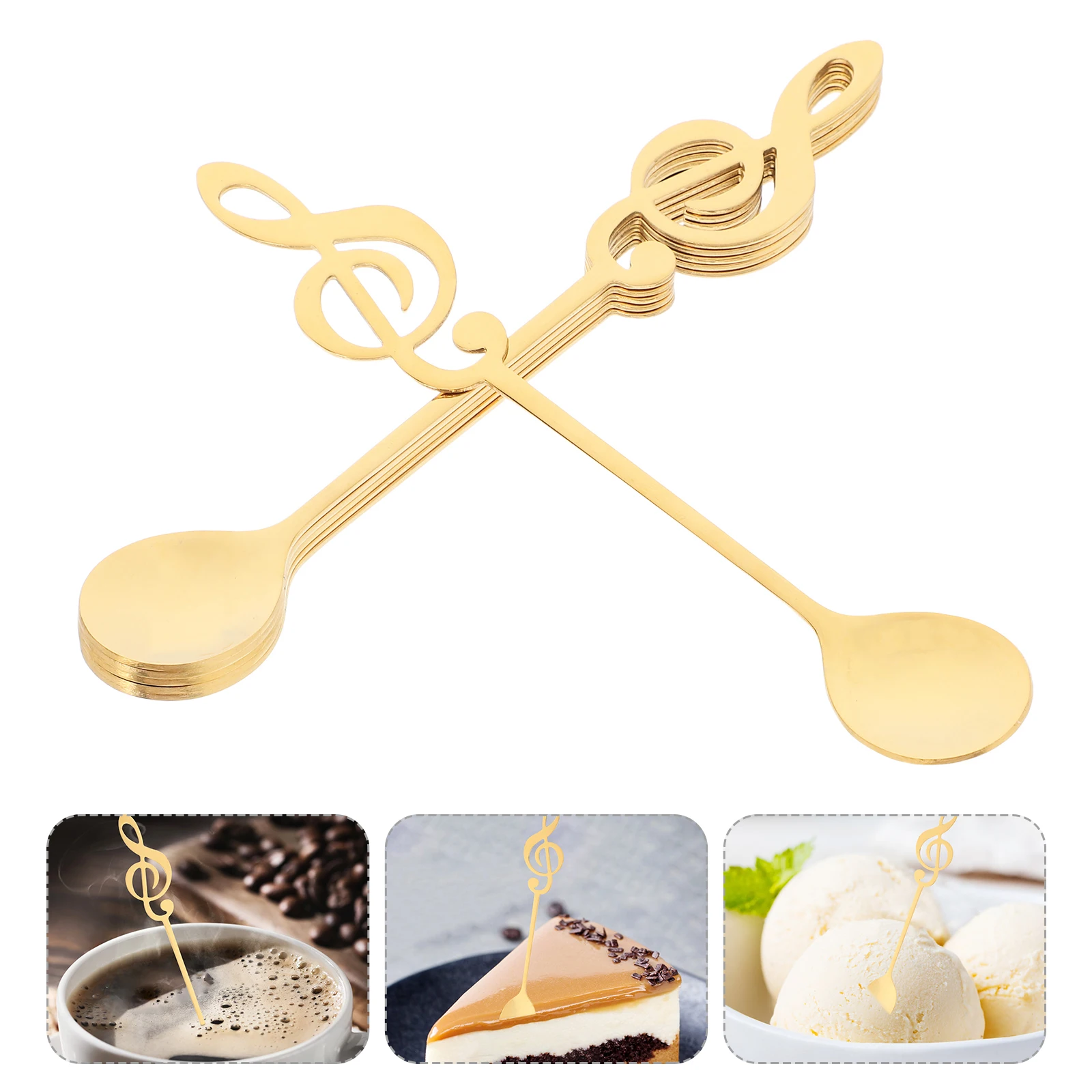 

6 Pcs Musical Note Dessert Spoon Spoons Dinner Miniature Coffee Lover Teaspoons Appetizer Dining Stainless Steel Decorative
