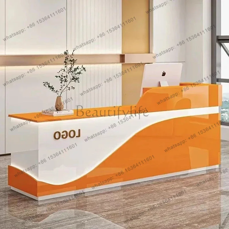 LJY Storage Cheap Wood Reception Desks Luxury Design Classic Drawer Reception Desks White Modern Empfangs Tresen Office Furnitur
