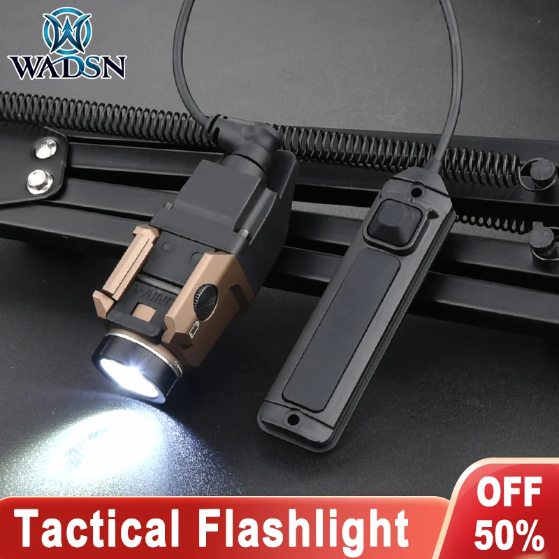 

WADSN Metal Tactical Flashlight 800lumens Hight Power White Strobe Light Dual Function Pressure Switch Hunting Weapon Scout Lamp