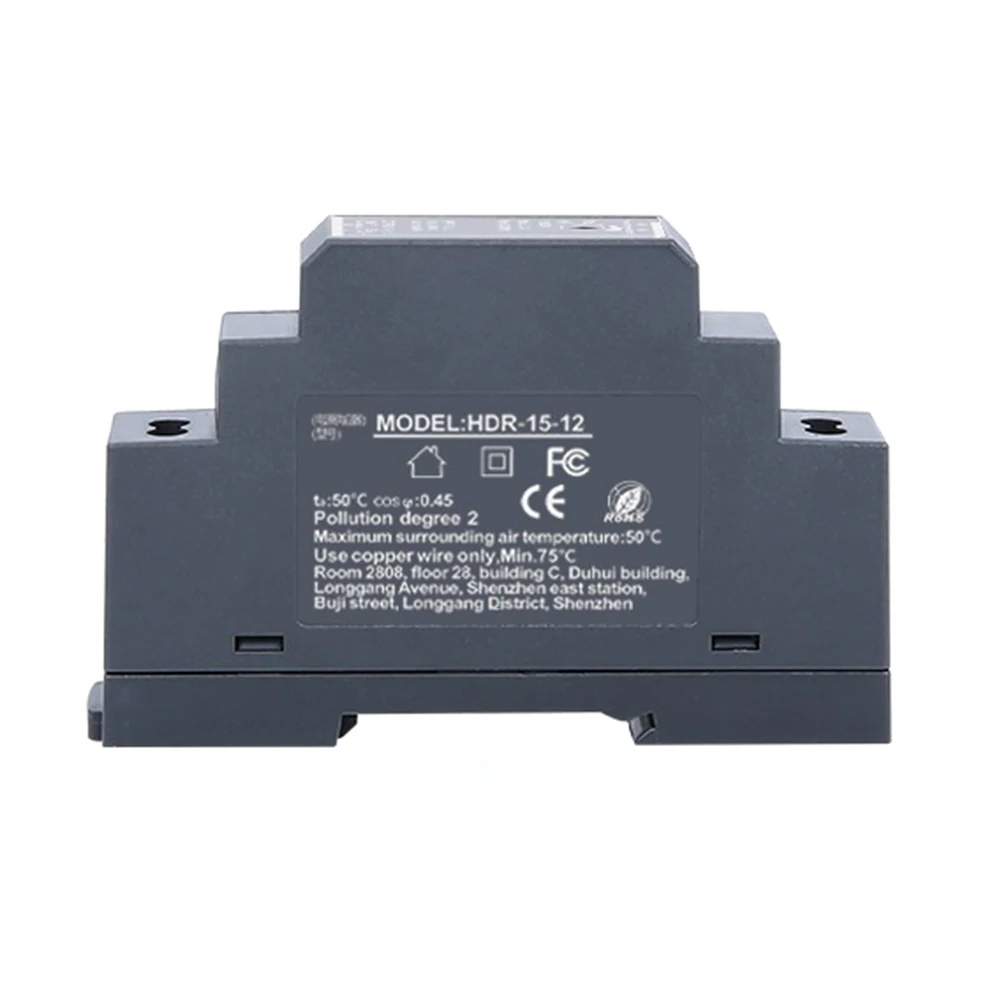 HDR-15-12 Ultrathin Switching Power Supply 12V DC 15W with Automatic Recovery Protection and LED Power Status Indicator