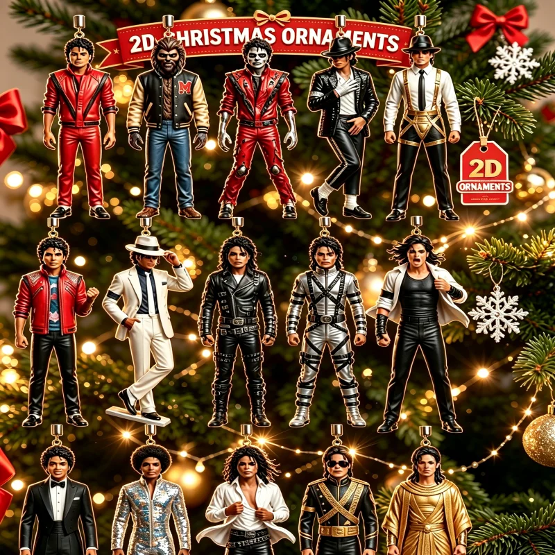 Michael Jackson Advent Calendar 24 Day Countdown 2d Acrylic Hanging Ornaments Christmas Tree Decor Gifts For Music Fans Friends