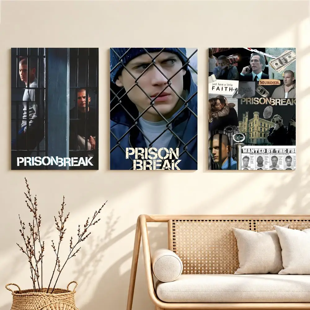 Action Thriller Series P-Prison Break Poster Artwork Self Adhesive Indoor Wall Hanging Room Decor Gift
