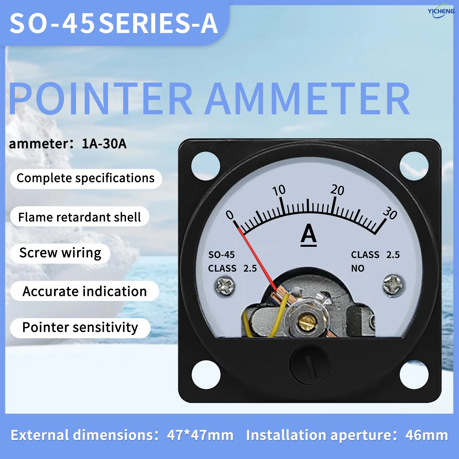 

YICHENG DC/AC Current meter for marine circular instrument current testing 1A2A3A5A10A20A30A50A,Direct connection