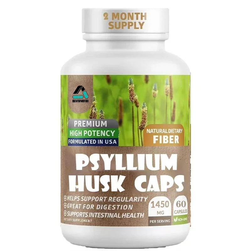 Premium Plantago Asiatica Shell, All Natural, 1450mg Supplement, Supports Digestive Health, 60 Capsules