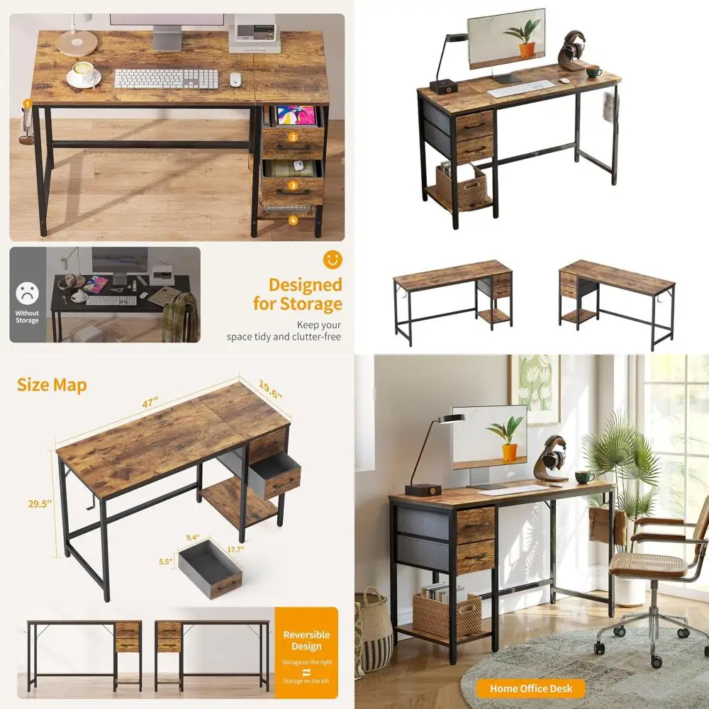 

Письменный стол для дома и офиса с двумя ящиками, светло-коричневый, для учебы и небольших помещений, модель 47