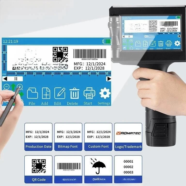 Automatic Date Batch and Logo PrintingHandheld Inkjet Coding Machine for Small-Scale Food Packaging