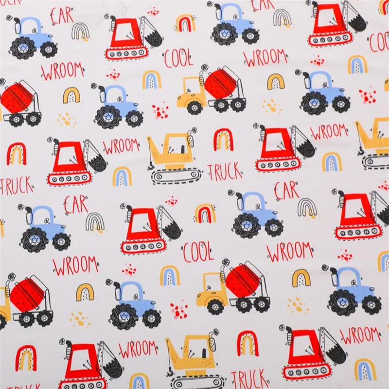 Cool Cartoon Building Site Truck Print Cotton Fabric for Sewing Patchwork Cloth Quilting Scrapbook Tecido Diy Handmade Material