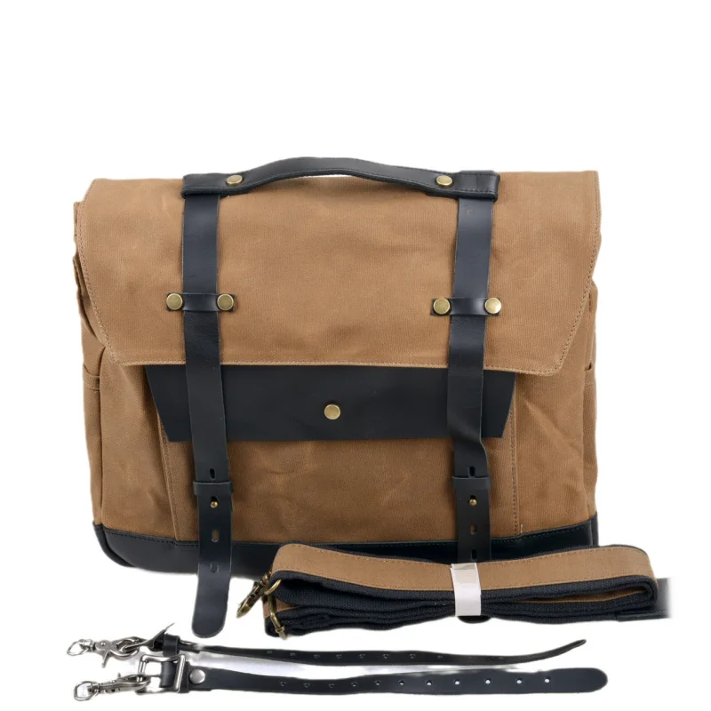 retro-canvas-motorcycle-bag-waterproof-riding-bag-backpack-rear-bag-riding-equipment-side-bag-motorcycle-helmet-bag